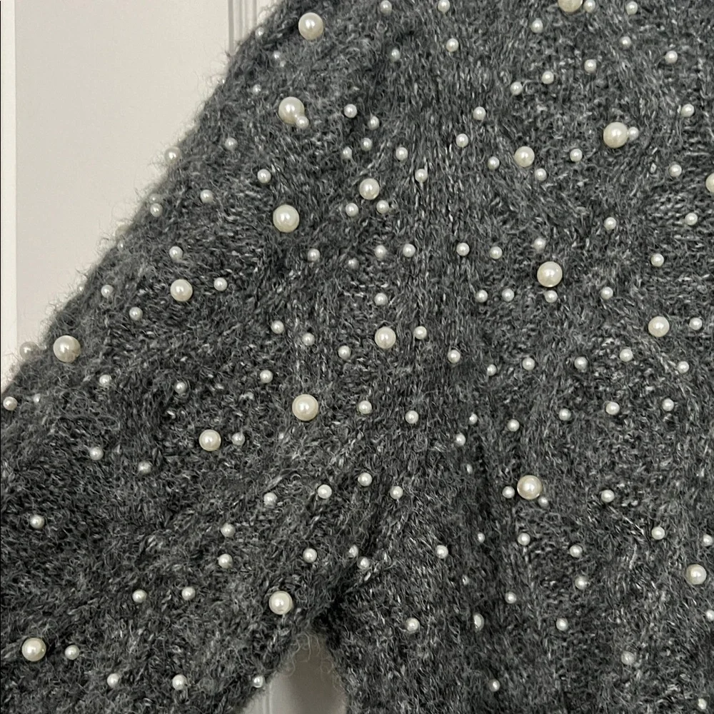 Zara | M | Black Pearl-Embellished Sweater - Picture 3 of 4